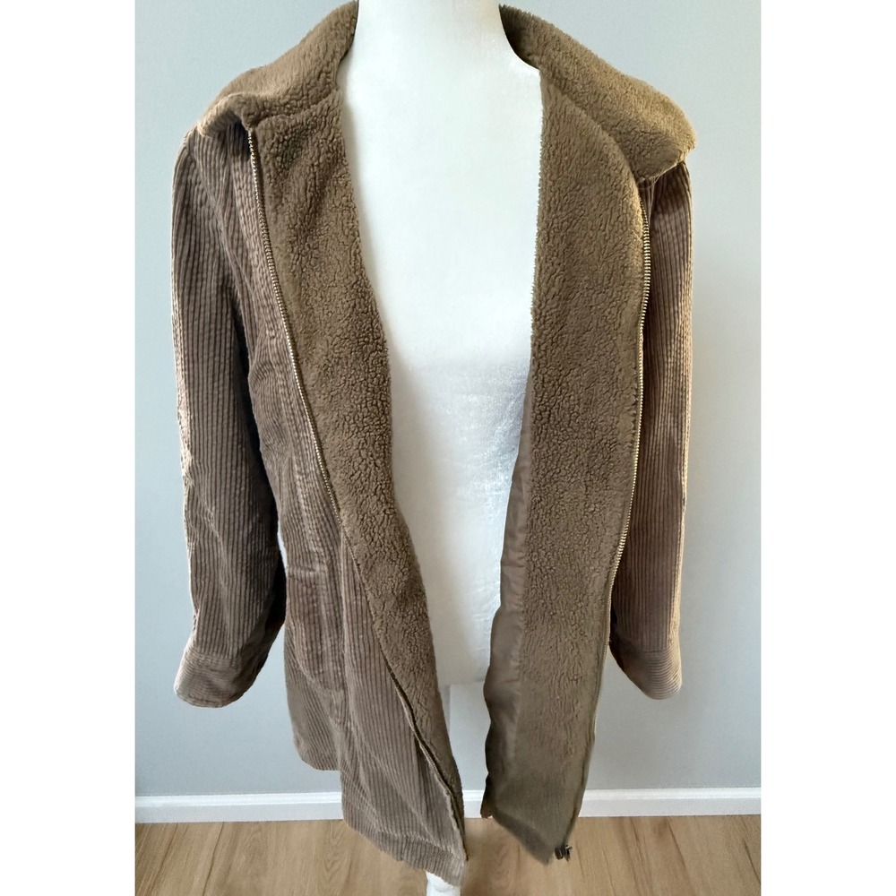 J. Jill Heritage Tumbled Cord Coat Tan Brown Corduroy Sherpa Lined Size‎ Large P - Picture 8 of 12